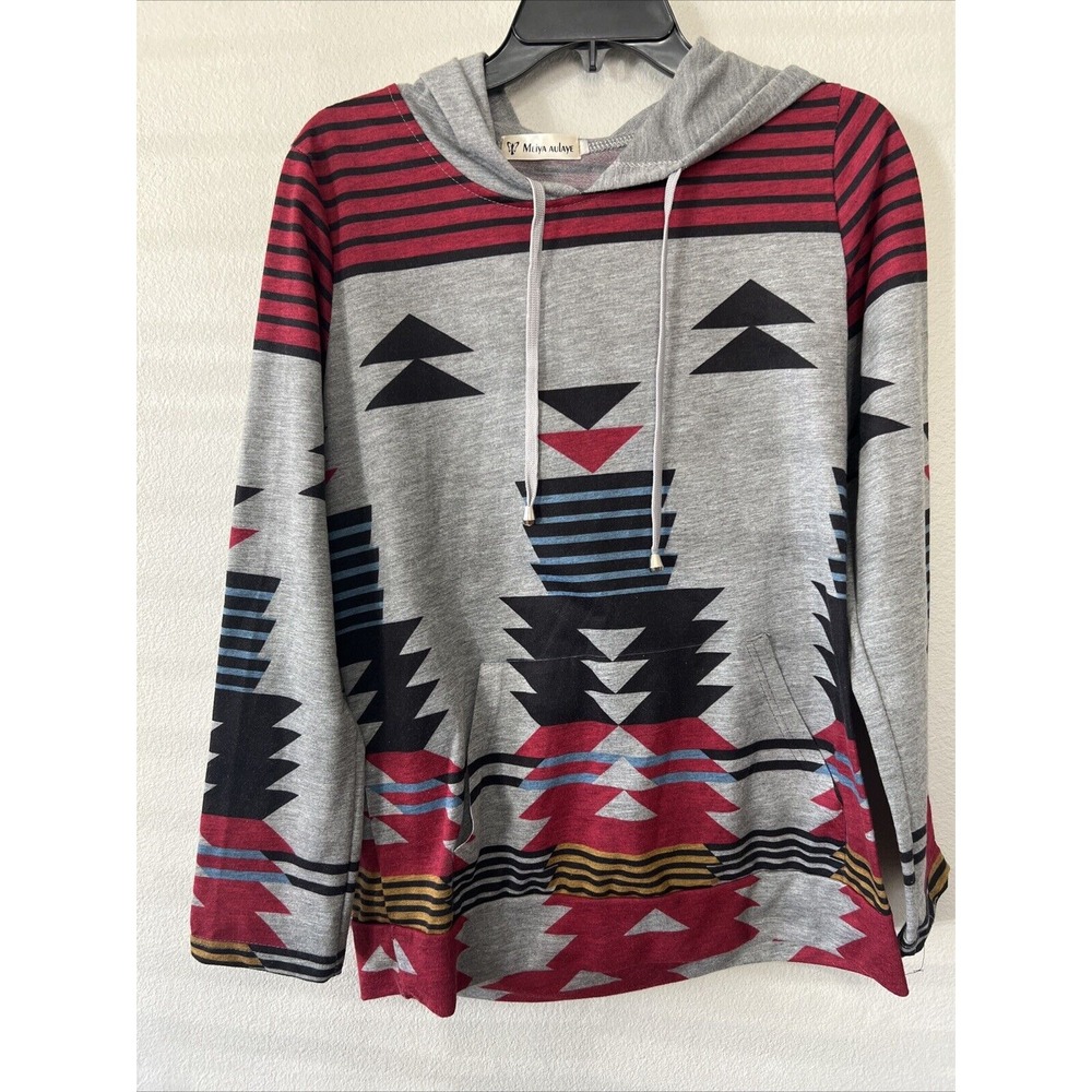 Meiya Aulaye Pull Over Hoodie women's retro geometric patterns Size‎ L